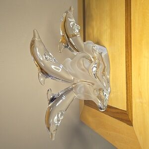 Vintage Lenox Fine Crystal Dolphin "Trio of Light" w/Frosted Waves